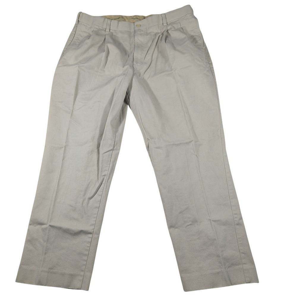 Savane Pants Mens 40x29 Beige Tailored 2U Pleated Cotton Twill Chino Trousers